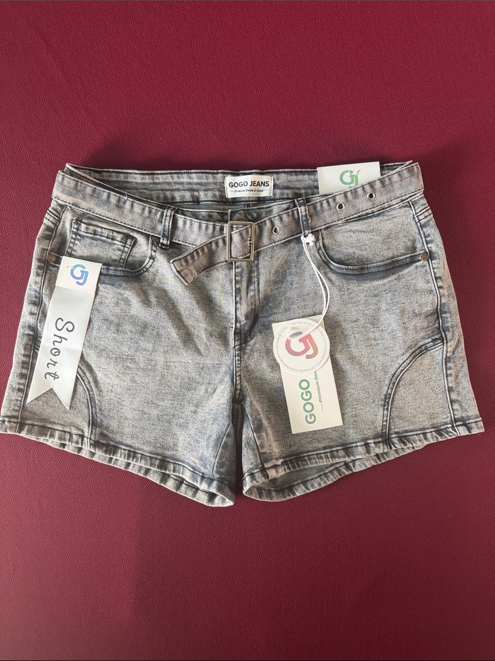 Women’s Gray Acid Wash Denim Shorts